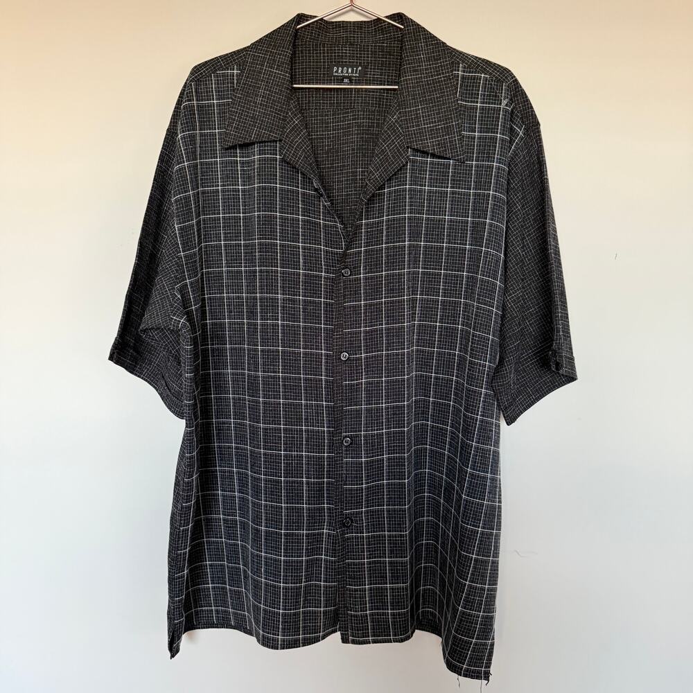 PRONTI COLLECTION BY PHITA Mens Shirt 3X Black Short Sleeve Geometric Club 70s